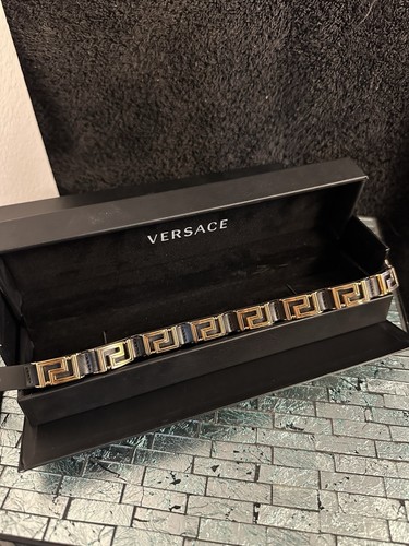 Versace greca leather choker - leather,