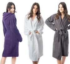 Luxury Womens Terry Towelling Robe 100% Cotton Dressing Gown Bathrobe Hooded 