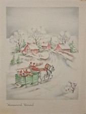 Vintage Christmas Card Horse