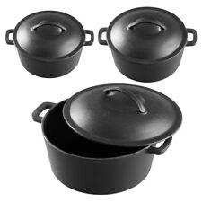 Cast Iron Casserole Dish Pre-Seasoned Dutch Oven Grill Pan Soup Pot with Lid