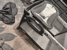 Joie 3 In 1 Travel Cot with Rocker and Bassinet Portable Foldable Baby Bed Grey