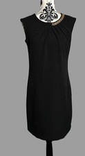 Linea Embellished Black Round Neck Sleeveless Dress Size 8 Occasional 