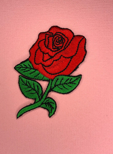 Red rose fabric - patch, lady