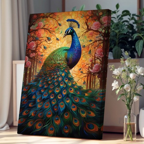 Peacock orphism canvas wall - peacock,