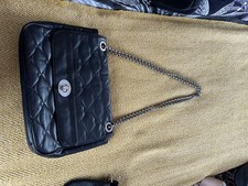 Lulu Guinness Black Leather Lips Bag with Chain Handle Used Iconic Bag Handbag