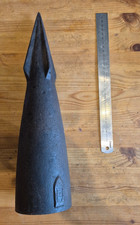 Cast iron Norwegian whaling harpoon head, circa 1900, with maker's mark 'CMV'.