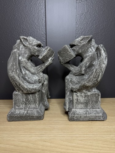 Vtg set gargoyle bookends - of, 2