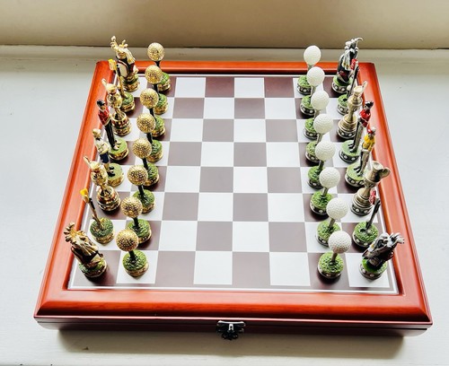 Golf pewter chess set - golf, w/