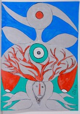 August Linder / Mixed Media / Monogrammed / From 2004 / Verso Marked / 188