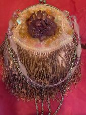 Butler and Wilson Pink ,Lilac Amber / Silver Beaded Evening Bag