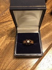 10ct gold & Diamond Gypsy Style ring Size Q 4.6g Ready To Wear