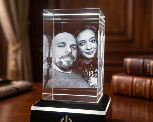 Photo glass crystal cube - 3d,