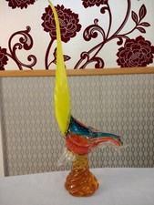 Italian Murano Large Art Glass Tropical Bird Avian Animal Sculpture Statue