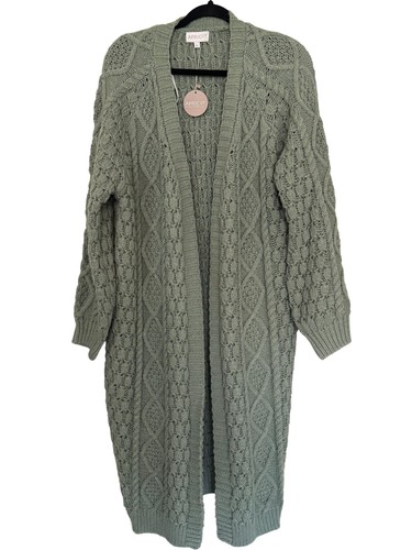 Apricot cable knit cardigan - knit,