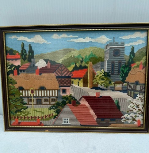 Vintage framed needlepoint - vintage,