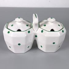 Vintage 1940-50's BCM Nelson Ware Jam Honey Condiment 2 Part Pots Spots Dots UK