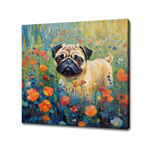Pug dog puppy flowers - pug,