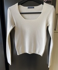 Brandy Melville Ivory Ribbed Light Long Sleeve Jumper - One Size