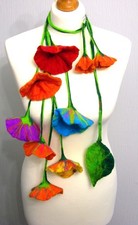 Hand Felted -ART Scarf /neclace wool merino