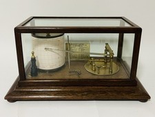 Antique Oak Cased Clockwork Drum Barograph Short & Mason