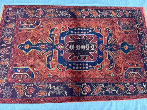 Red afghan baluchi medallion - red,
