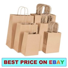 Brown Paper Bags with Handles 100 500 Party Gift Carrier Wine Small Medium Large