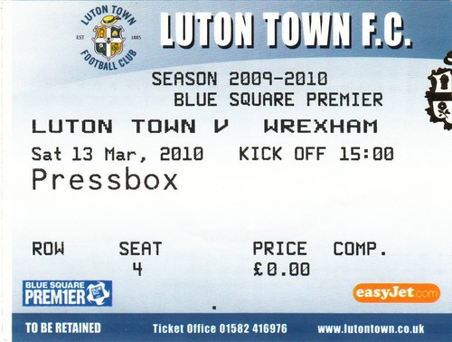 Ticket luton town v wrexham - luton,