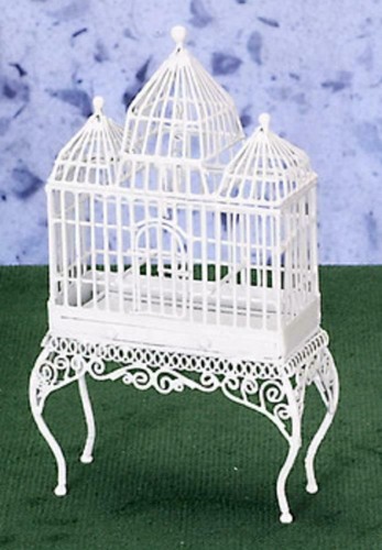 Dolls house white turret bird - white,