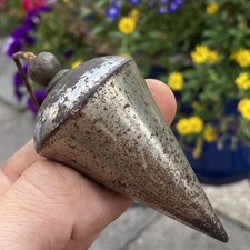 Antique Plumb Bob Turnip Shape Sharp Rare Old Tool Unmarked Solid Metal Steel