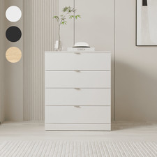 Modern White Chest of Drawers Tall Wide  4 Drawer Bedroom Furniture Cabinet