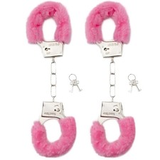 2x Pink Fluffy Toy Handcuffs