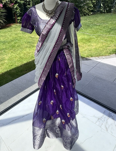 Women purple silk saree - silk,