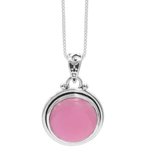 16mm round pink opal - 16mm, pendant