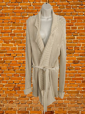 ZARA LARGE NATURAL CARDIGAN WRAP JUMPER BELTED CASUAL CHUNKY COTTON KNIT WOMENS