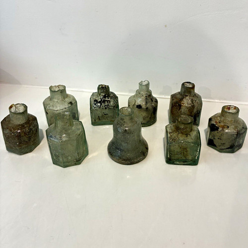 Victorian glass ink bottles - victorian,