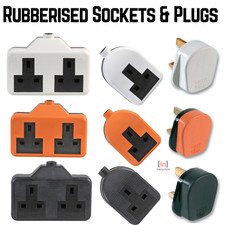 Heavy DUTY Rubber Socket Extension Electric Trailing Socket High Impact plug UK