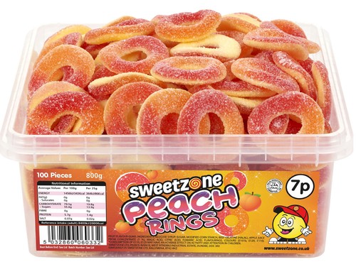 Halal sweets peach rings blue - sweets,