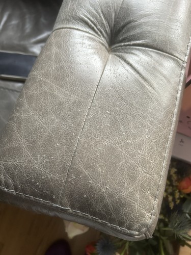 Grey leather armchair - armchair, studded