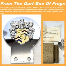 Vintage Chrome & Enamel Car Badge FWR Shield Armax Clerkenwell 1960's Never Used