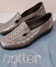 Ladies HOTTER RIMINI Silver Grey Leather Loafer Shoes UK5 EU38 NEW with Bag