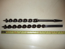 2x Vintage 5/8" Brace Drill Auger Bits LNER, Wm Ridgway, Crownshaw Chapman & Co