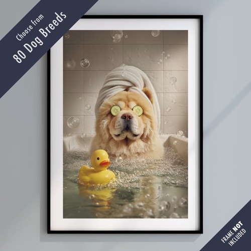 Funny dog bath - in, print