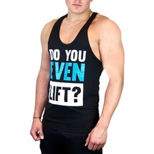 CoreX Fitness Do You Even Lift Stringer Mens Training Vest Black Tank Top Gym