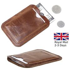 Retro Men Women Unisix Genuine Mini Leather Wallet Slim Credit ID Card Holder