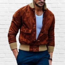 Men genuine suede bomber tan - men's,