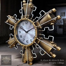 Wall Clock Industrial Style Steampunk Large Piston Engine 45cm Metal Rustic Feel