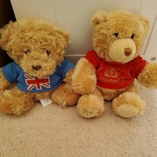 Cunard Queen Mary 2 Teddy Bear & Union Jack Bear VGC 8"