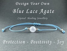 Blue Lace Agate Healing Bracelet Anklet Natural Crystal Healing Cord Bracelet
