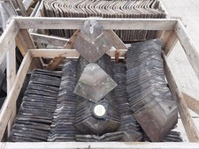 Reclaimed Batch Of 115 Red Brindle Sand Faced Arris Hip Tiles 45° Roof