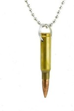 Real Bullet Necklace with 23 Inch Chain Gun Rifle Punk Goth Metal Army Chain